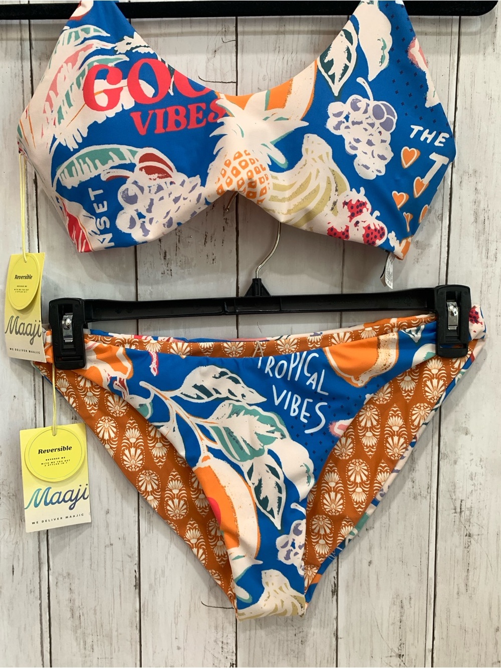 Maaji Reversible Bikini Set Top/Bottom Tropical Bliss Sublimity Bralette XL NWT - Picture 4 of 15